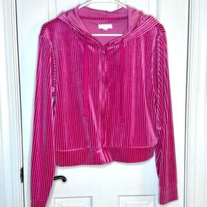 Pink Velvet Juicy Couture-style Cropped Hoodie by Colsie